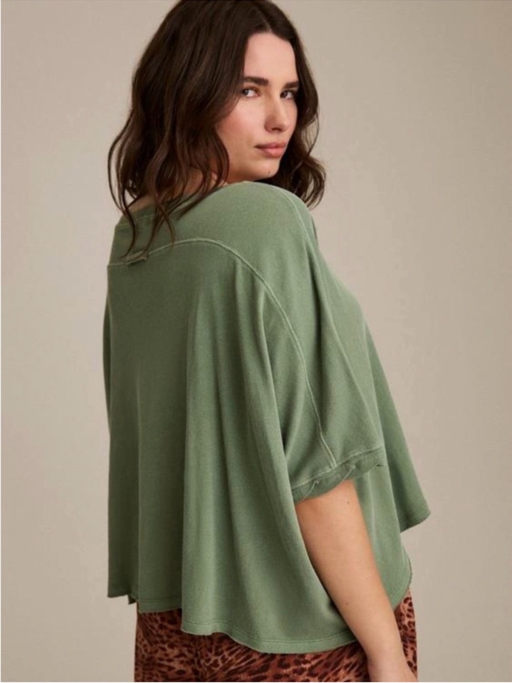 torrid Oversized Short Sleeve Top in Sage Green
